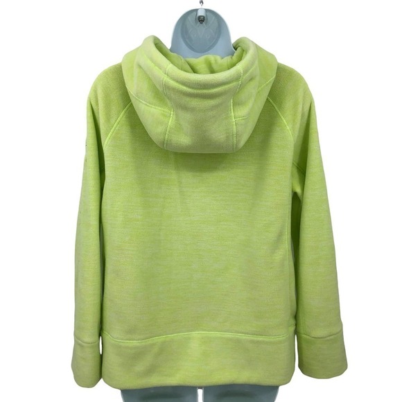 Calvin Klein Performance Womens Fleece Jacket Size M Neon Yellow Hooded Full Zip - Picture 2 of 10